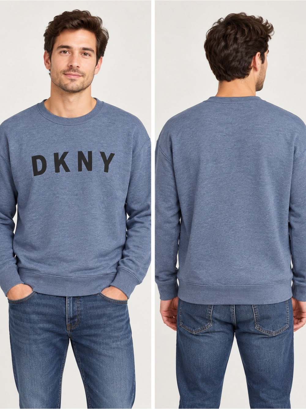 DKNY Men’s Medium Blue Logo Crewneck Sweatshirt Pullover